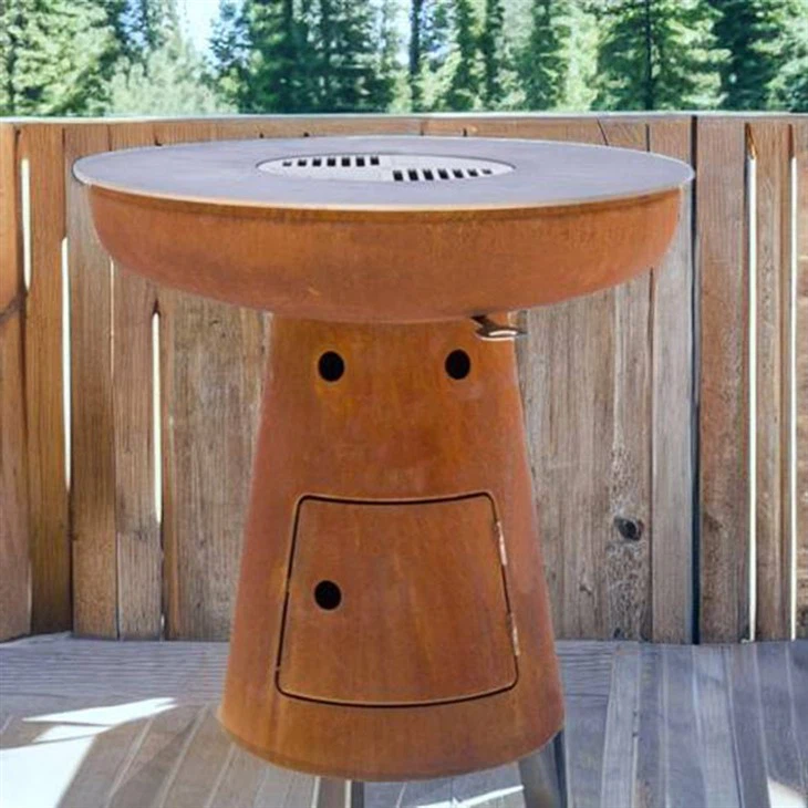 corten steel barbecue grill fire table