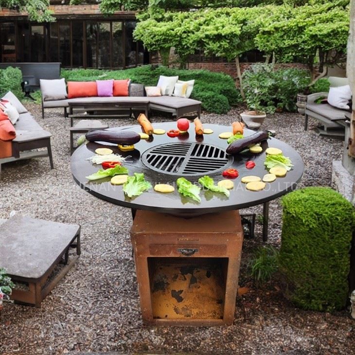 Современная геометрическая стальная яма для барбекю для барбекю